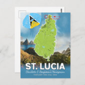Romantische Honeymoon Caribische kaart St Lucia (Voorkant / Achterkant)