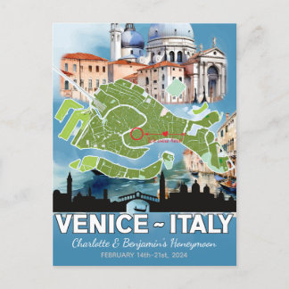 Romantische Honeymoon Vakantie Venetië Italië Kaar Briefkaart