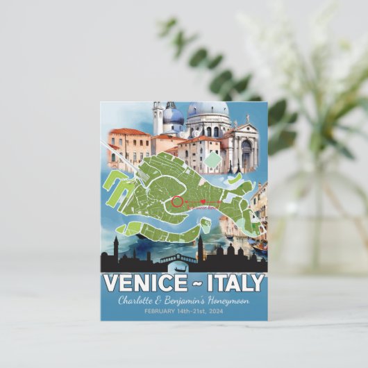 Romantische Honeymoon Vakantie Venetië Italië Kaar Briefkaart (Staand voorkant)