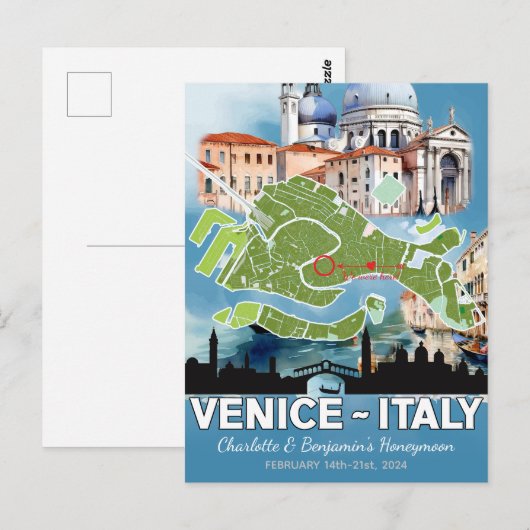 Romantische Honeymoon Vakantie Venetië Italië Kaar Briefkaart (Voorkant / Achterkant)
