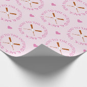 Romantische honkbal aangepaste tekst roze cadeaupapier (Hoek)