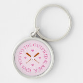 Romantische honkbal aangepaste tekst roze sleutelhanger (Voorkant)