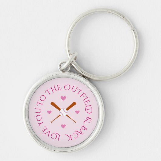 Romantische honkbal aangepaste tekst roze sleutelhanger (Voorkant)