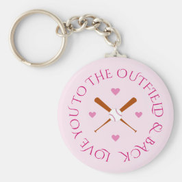 Romantische honkbal aangepaste tekst roze sleutelhanger