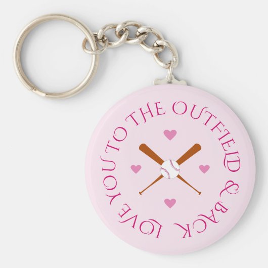 Romantische honkbal aangepaste tekst roze sleutelhanger (Voorkant)