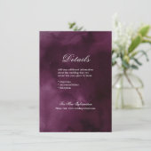 Romantische humeurige pruim kalligrafie bruiloft d informatiekaartje (Staand voorkant)