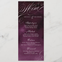 Romantische humeurige pruim kalligrafie bruiloft m menu