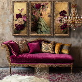 Romantische Hummingbird & Bourgogne Bloemen op Gou Tissuepapier