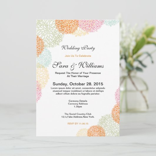 Romantische huwelijksfeest uitnodiging (Staand voorkant)