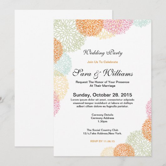 Romantische huwelijksfeest uitnodiging (Voorkant / Achterkant)