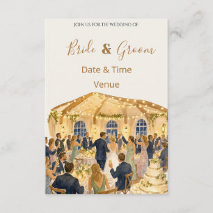 Romantische huwelijksreceptie-illustratie uitnodig kaart