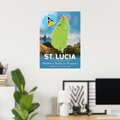 Romantische Huwelijksreis Caribbean St Lucia Kaart Poster (Thuiskantoor)