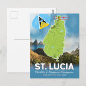 Romantische huwelijksreis Caribisch gebied St Luci Briefkaart (Voorkant / Achterkant)