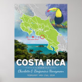 Romantische huwelijksreis Costa Rica Kaart Poster (Voorkant)