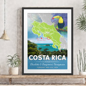 Romantische huwelijksreis Costa Rica Kaart Poster