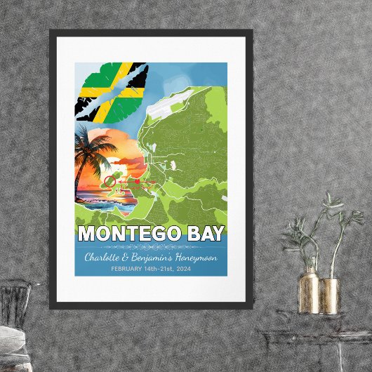 Romantische huwelijksreis Montego Bay Jamaica Kaar Poster