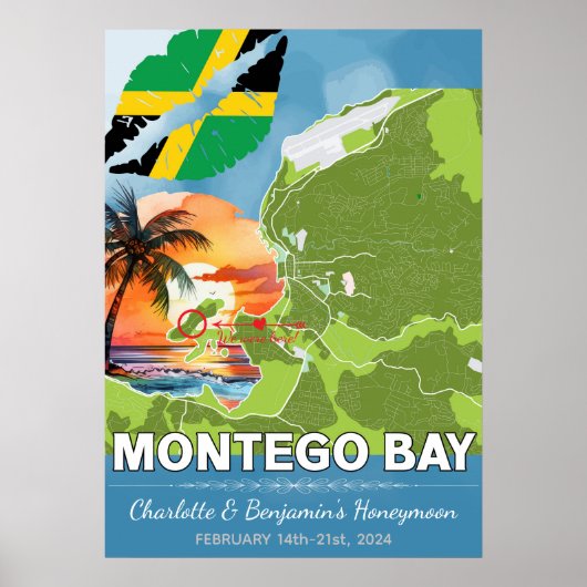 Romantische huwelijksreis Montego Bay Jamaica Kaar Poster (Voorkant)