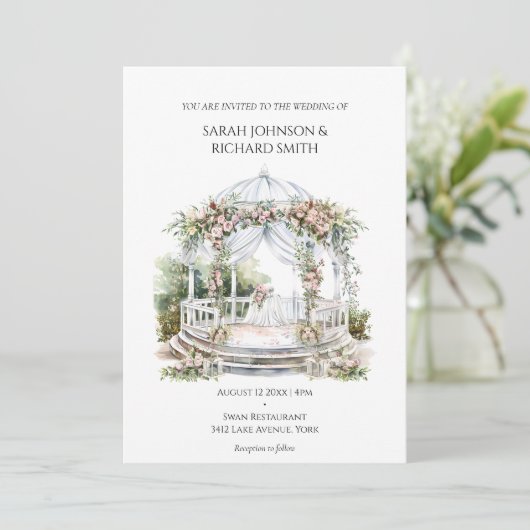  romantische huwelijksuitnodiging kaart (Staand voorkant)