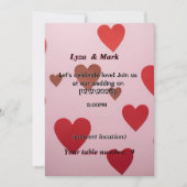 Romantische huwelijksuitnodiging met rode harten kaart (Voorkant)