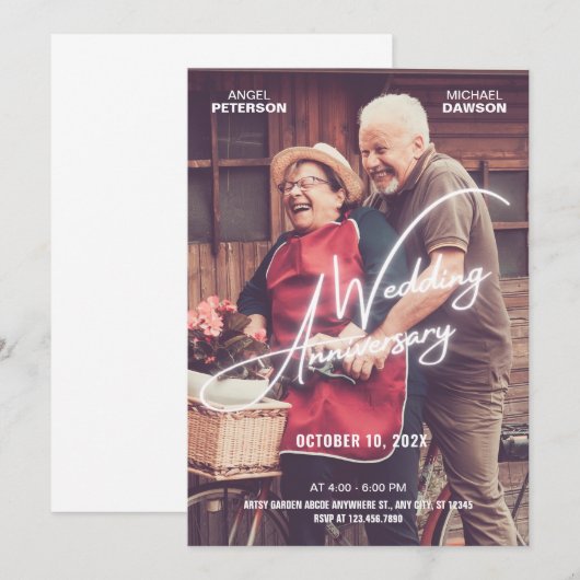 Romantische huwelijksverjaardag foto kaart (Voorkant / Achterkant)