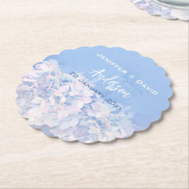 Romantische Hydrangeas Gepersonaliseerde bruiloft Kartonnen Onderzetters