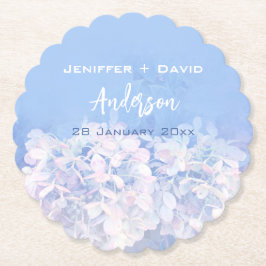 Romantische Hydrangeas Gepersonaliseerde bruiloft Kartonnen Onderzetters