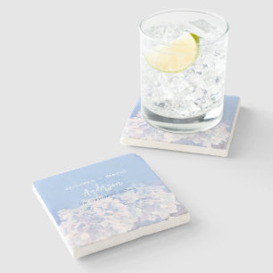 Romantische Hydrangeas Gepersonaliseerde bruiloft Stenen Onderzetter