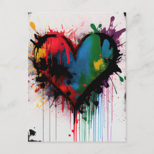 Romantische I Love You Hart Moderne Graffiti Ansic Briefkaart