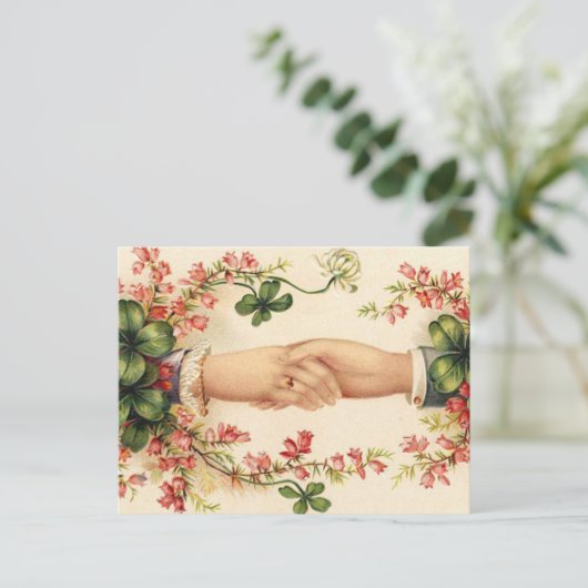 Romantische Ierse bruiloft Bewaar de datumkaarten Aankondigingskaart (Staand voorkant)