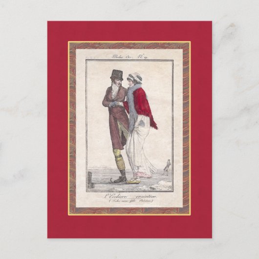 Romantische ijsschaatscène Elegant Couple Briefkaart (Voorkant)