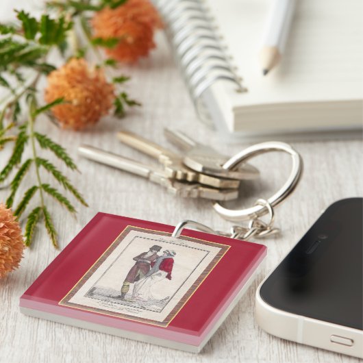 Romantische ijsschaatscène Elegant Couple Sleutelhanger (Voorkant Rechts)