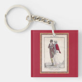 Romantische  ijsschaatscène Elegant Couple Sleutelhanger (Voorkant)