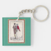 Romantische  ijsschaatscène Elegant Couple Sleutelhanger (Achterkant)