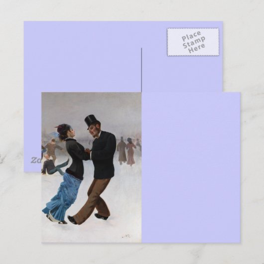 -Romantische ijsSkaters Briefkaart (Voorkant / Achterkant)