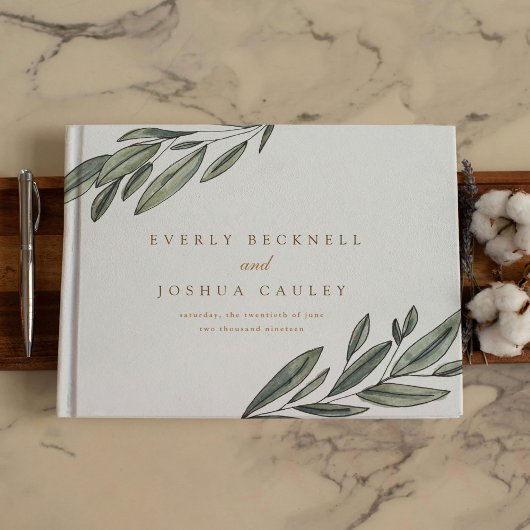 Romantische Immergroene Botanische Bruiloft Gastenboek