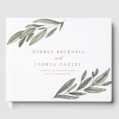 Romantische Immergroene Botanische Bruiloft Gastenboek (Voorkant)