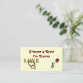 Romantische in elkaar grijpende harten en rode roo informatiekaartje (Staand voorkant)