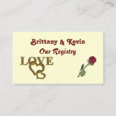 Romantische in elkaar grijpende harten en rode roo informatiekaartje (Voorkant)