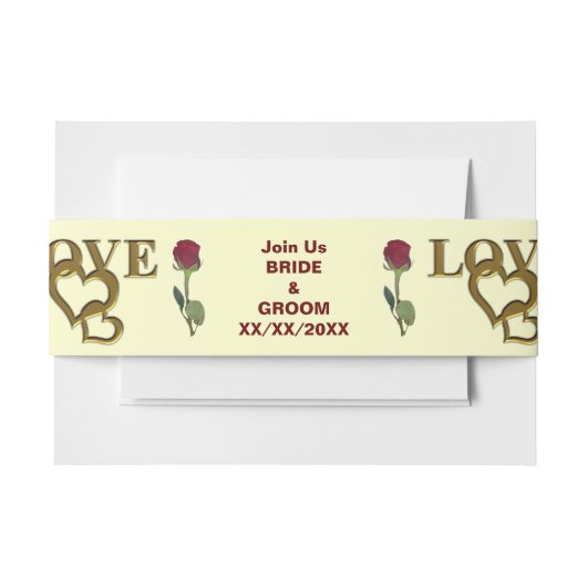 Romantische in elkaar grijpende harten en rode roo uitnodigingen wikkel (Voorkant Voorbeeld)