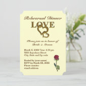 Romantische in elkaar grijpende harten & rode roos kaart (Staand voorkant)