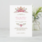 Romantische Indiase rode bloemen kroon bruiloft Kaart (Staand voorkant)