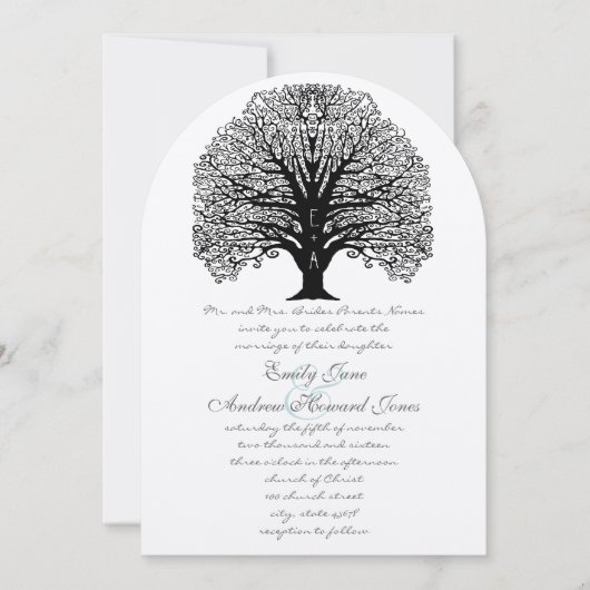 Romantische Initialen in de boomstamboom Kaart (Voorkant)