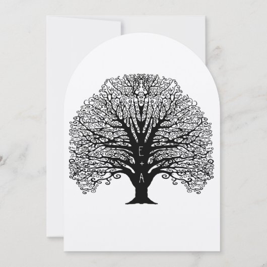 Romantische Initialen in de boomstamboom Kaart (Achterkant)