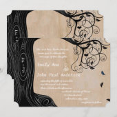 Romantische Initialen in Tree Wedding Invite Kaart (Voorkant / Achterkant)