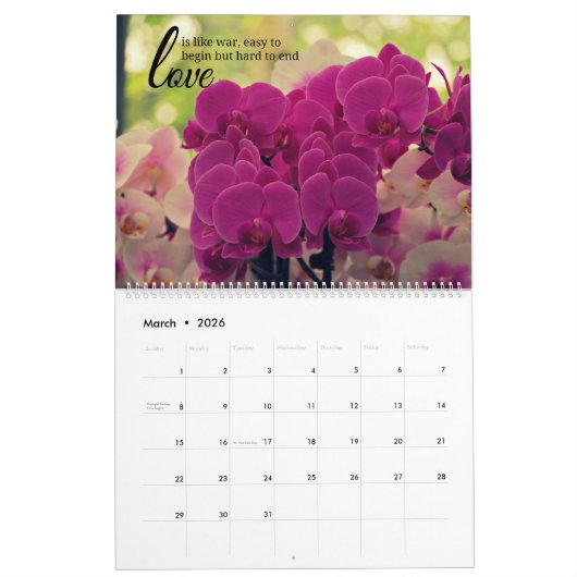 Romantische Inspirerend quotes Kalender (Mar 2026)