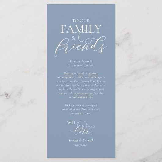 Romantische instelling voor een binnenplaats Dank Programmakaart (Voorkant)