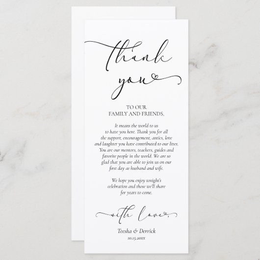 Romantische instelling voor een binnenplaats Dank  Programmakaart (Voorkant / Achterkant)