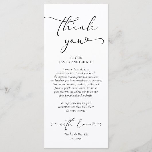 Romantische instelling voor een binnenplaats Dank  Programmakaart (Voorkant)