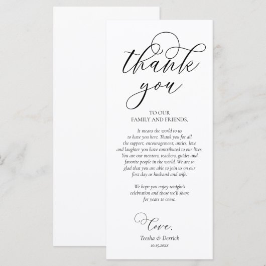 Romantische instelling voor een binnenplaats Dank Programmakaart (Voorkant / Achterkant)