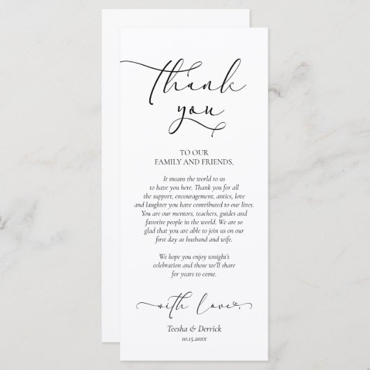 Romantische instelling voor een binnenplaats Dank  Programmakaart (Voorkant / Achterkant)